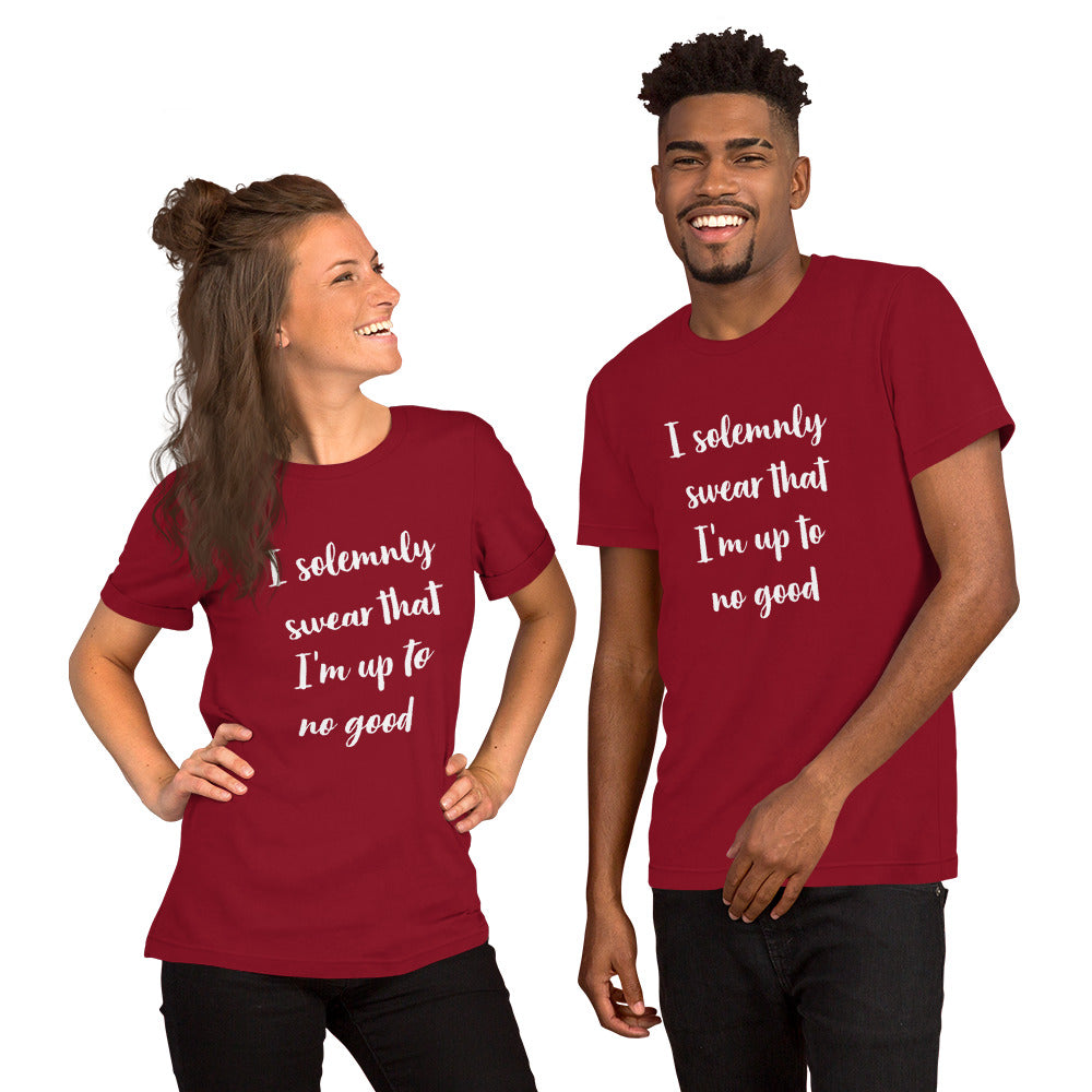 I solemnly swear Im up to no good T-shirt unisex  dark with white text